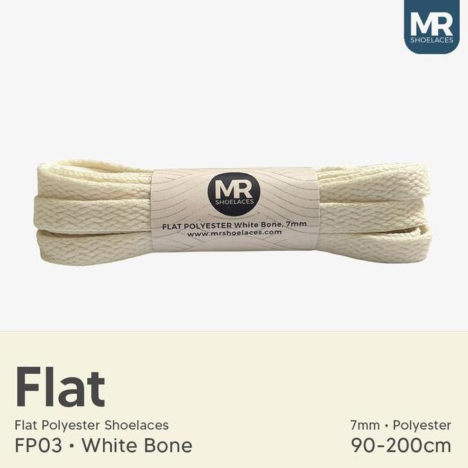 BELLASHOOPINGCOM - MR SHOELACES FP3 PUTIH TULANG TALI SEPATU PIPIH FLAT 7MM 9CM-2CM