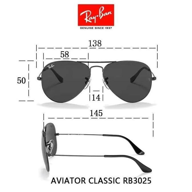 Kacamata Ray-Ban aviator classic rb3025 Rayban asli