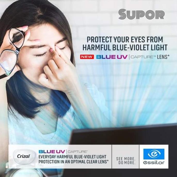 Lensa Essilor ORMIX 1.6 Anti radiasi Blue UV Capture Crizal Sapphire
