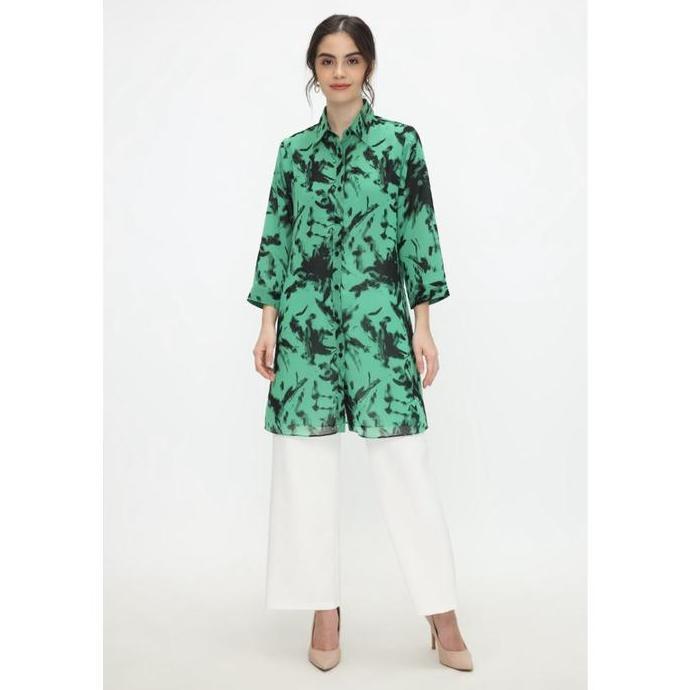Shirt With Abtrack Motif Green By Brilliant Girl