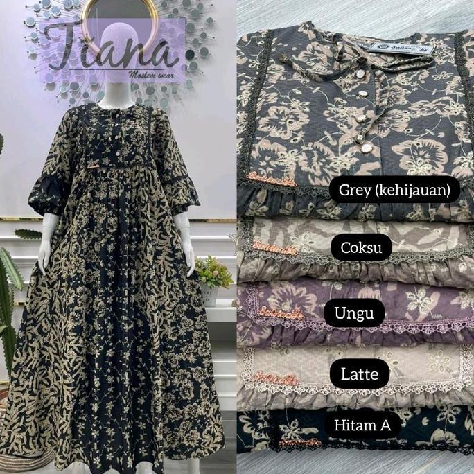 Baju Gamis Salvina Biba Bordir Kombinasi Renda Etnik Mewah - Motif Batik Cantik - Wanita, Standar, P