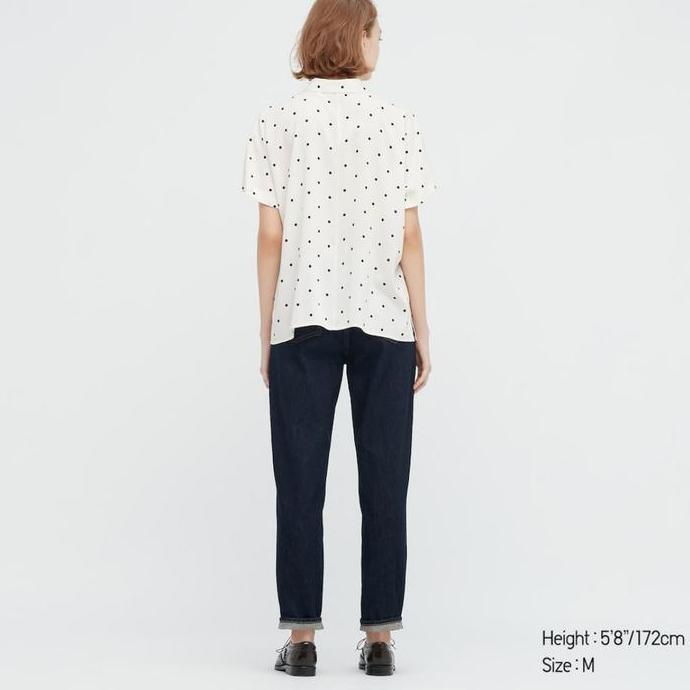 UNIQLO Blus Rayon Motif Lengan Pendek Orinal