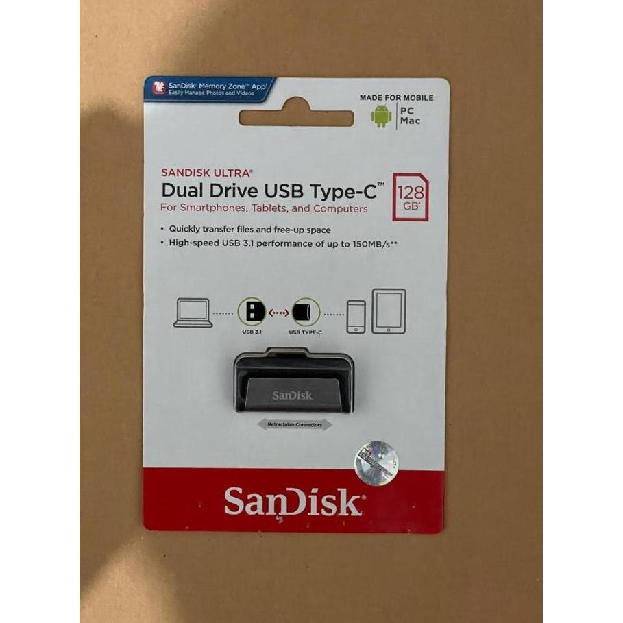 Sandisk Flashdisk USB C Ultra Dual Drive OTG Type-C 128gb Original