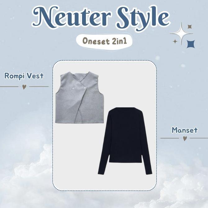 Girlfun- One Set Wanita Kekinian Korea Hijab 3 In 1(Rompi Vest + Loose Pants + Manset Lengan Panjang