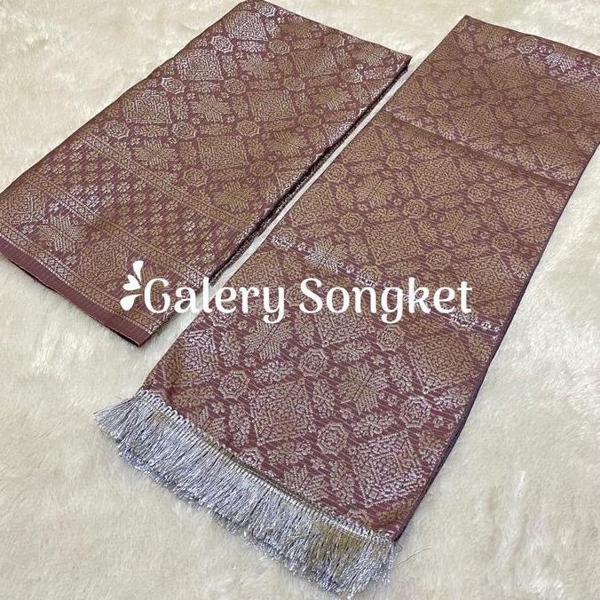 Newgir- Set Selendang Dan Rok Songket Jumbo Berubah-Ubah Motif Semi Palembang - Lilit Wanita Silver 
