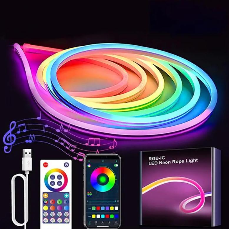 WiFi RGB-IC LED Neon Rope Light String Dimmable With Music Sync Smart App Remote Control 16 Million 