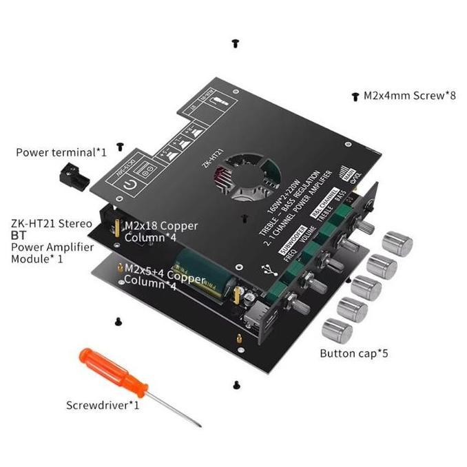 Kick_Doller - Zk-Ht21 Digital Power Amplifier Tda7498E Bluetooth 5. Penguat Subwoofer Papan 16Wx2+22