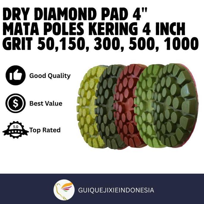 Bst Ready Dry Diamond Pad / Mata Poles Granit Keramik Marmer Kering Grit 50, 150, 300, 500, 1000 4" 