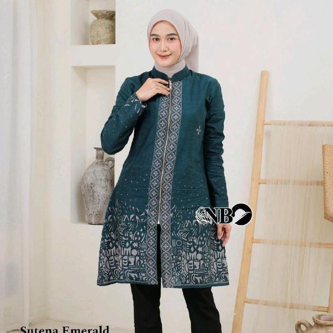 Newrelig- Tunik Batik Wanita Modern | Atasan Fashion Baju Muslim Wanita | Batik Tunik Wanita Dewasa 