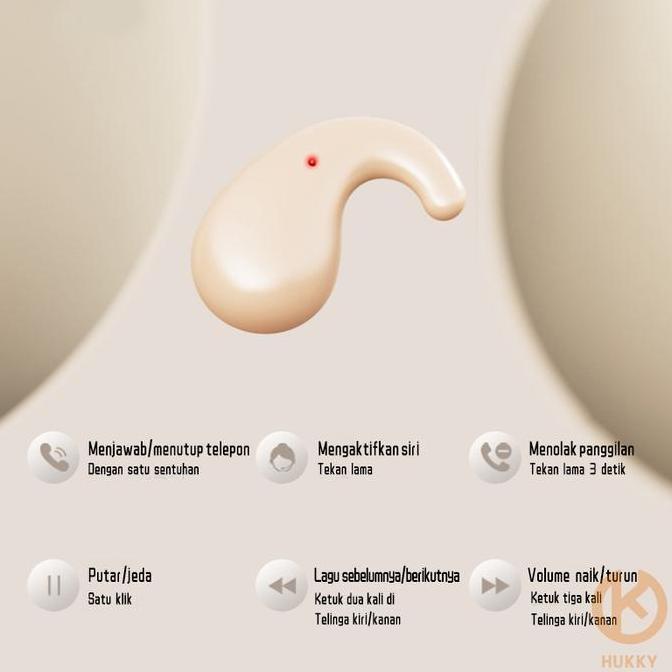 Ewimshonshop - Hukky Zr3 Headset Bluetooth Earphones Tws Sleepmini Invisiable - Ponsel Bass Micropho