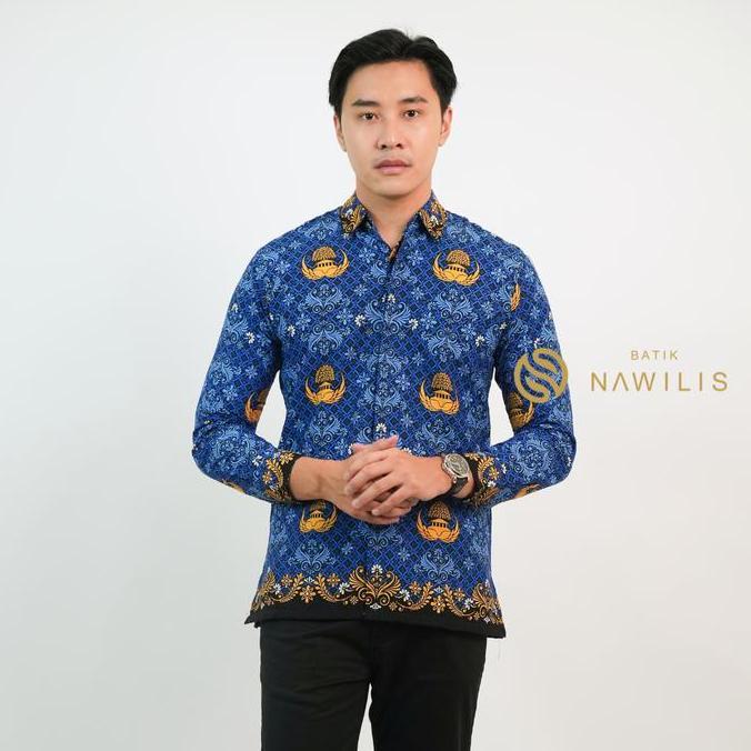 Boyboy- Batik Nawilis Kemeja Katun Pria Slimfit Lapis Furing Premium Motif Korpri Pria