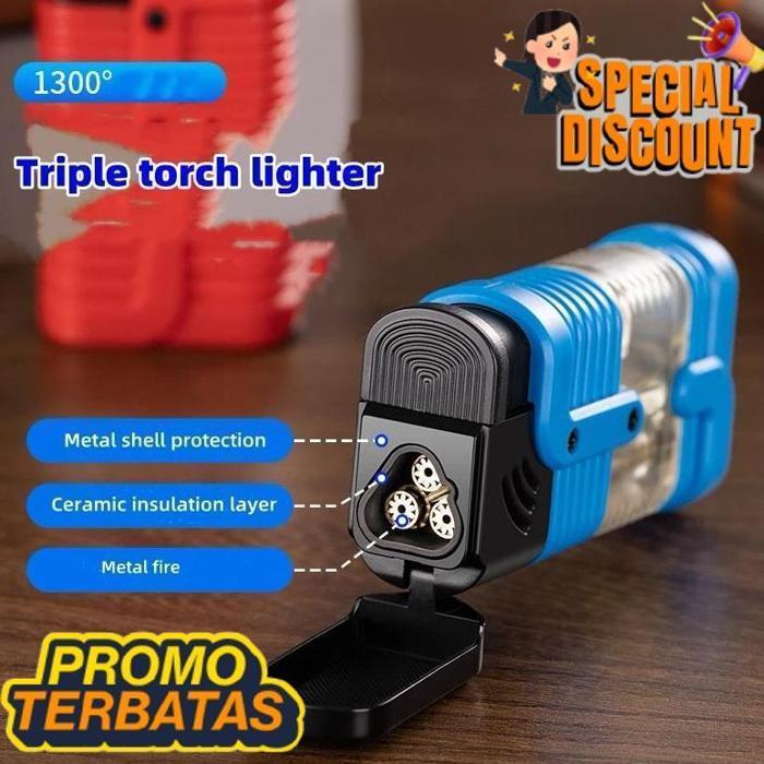 Terbaik Mancis Korek Api Bara Tahan Angin Api Tiga Jet An-4161 Korek Gas Api 3 Dr-02