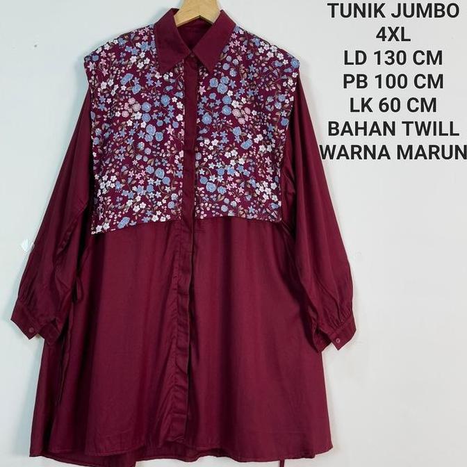 Ready Tunik Jumbo Ld 130 Cm Model Kombinasi Kekinian - Calista Tunik