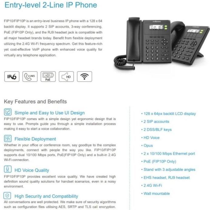 IP Phone FlyingVoice ipPhone POE WIFI VoIP