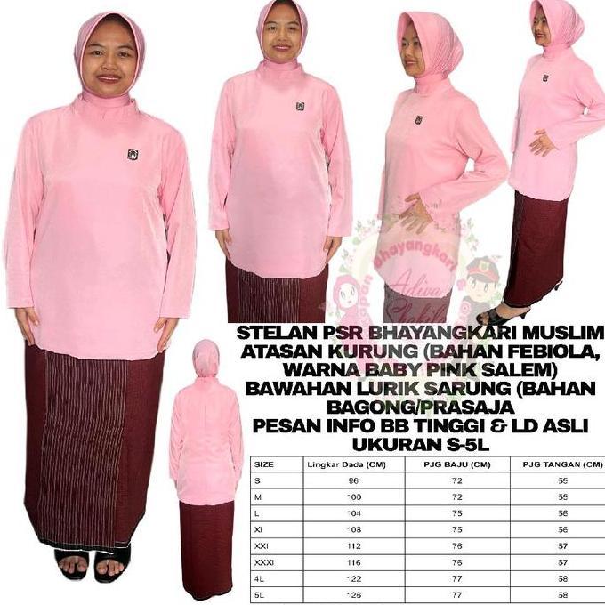 Ready ADIVA-- STELAN/ATASAN KURUNG /LURIK SARUNG PSR  BHAYANGKARI MUSLIM  SUDAH JAHIT