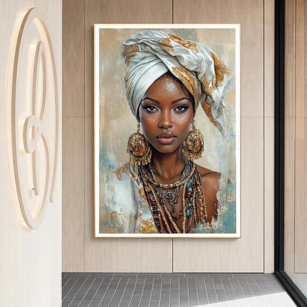 Ethnic African Wall Art Black Woman Canvas Painting Africa Girl Poster Print For Office Bedroom Livi