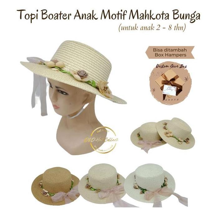 Topi Boater Anak Mahkota Bunga