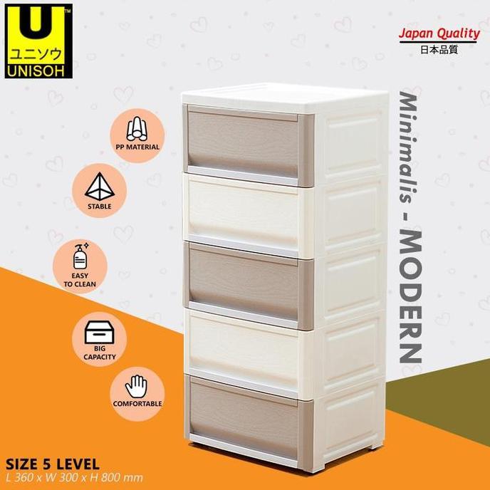 Instan- Unisoh Lemari Plastik Pakaian Plastik Laci Susun Drawer Cabinet