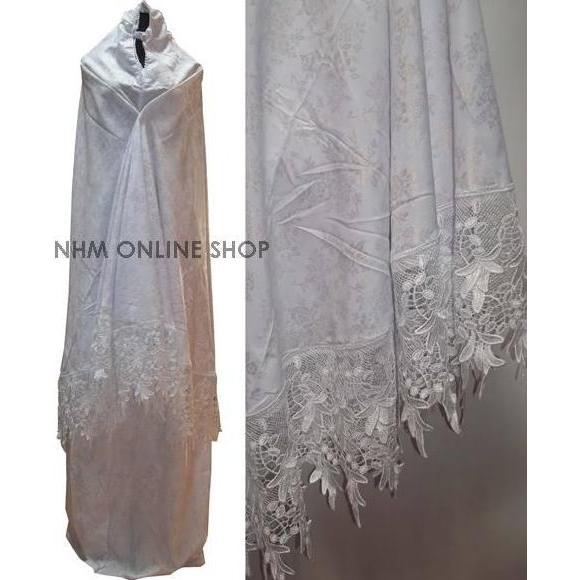 Mukena Renda Sutra Foil,Mukena Cantik, Mukena Putih