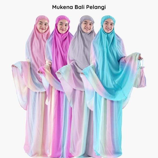 Mukena Bali Pelangi / Mukena Jumbo Motif Pelangi / Mukena Tye Dye Rayon Muslim Dewasa