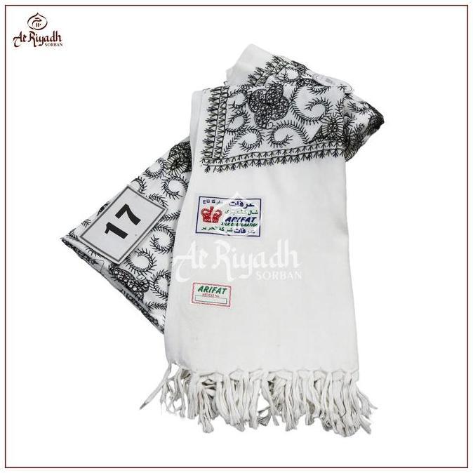 Sorban Kashmiri ARIFAT Putih Full Motif Sulam