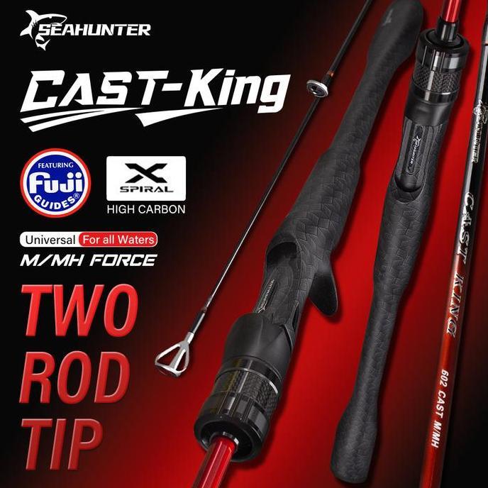 PROMO SEAHUNTER CAST-KING Joran Pancing Karbon Tinggi 180cm/198cm M/MH Two Rod Tips FUJI O Ring Long