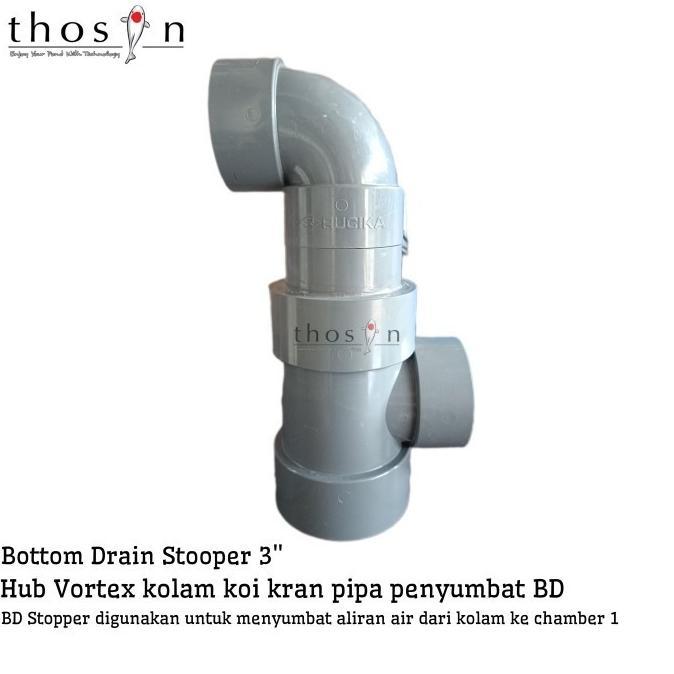 Bottom Drain BD Stopper Hub Vortex Kolam Koi Kran Pipa Penyumbat BD