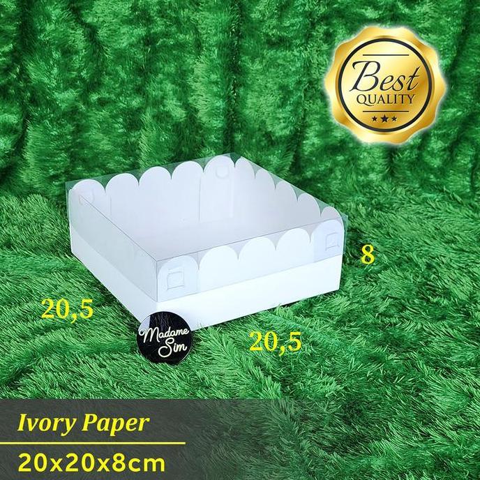 Thebest- BOX MIKA PUTIH - DUS BOLU - KOTAK BROWNIES - KARDUS 20x20x8