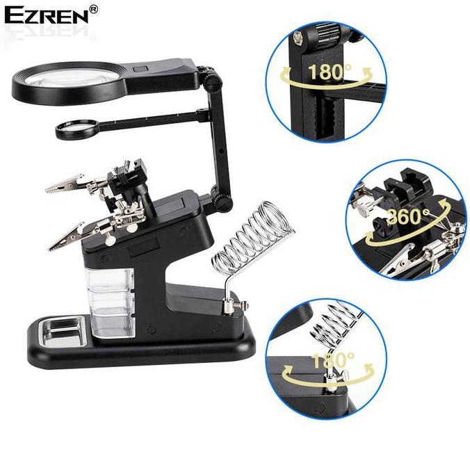 Trapp- Ezren Te-803 Kaca Pembesar Dudukan Stasiun Magnifier Led Light Clamp