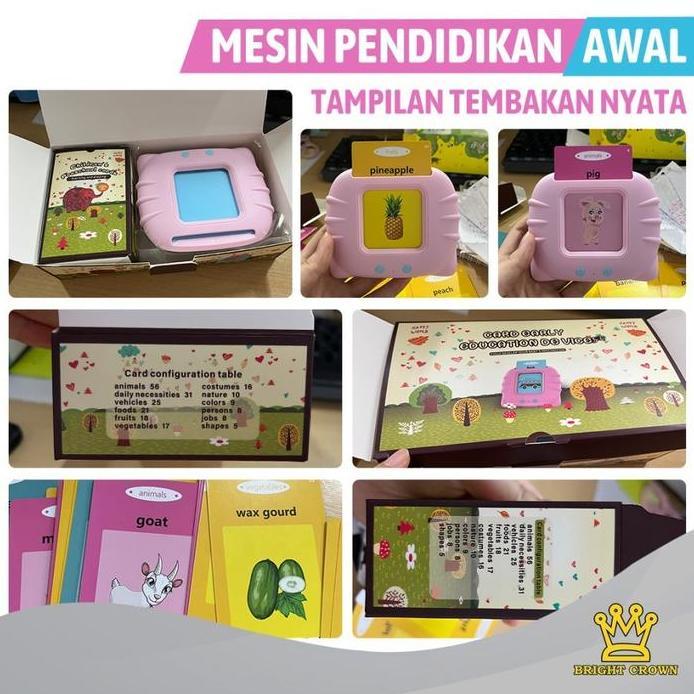 Card Early Education Bilingual Mainan Flash card bersuara/ inggris
