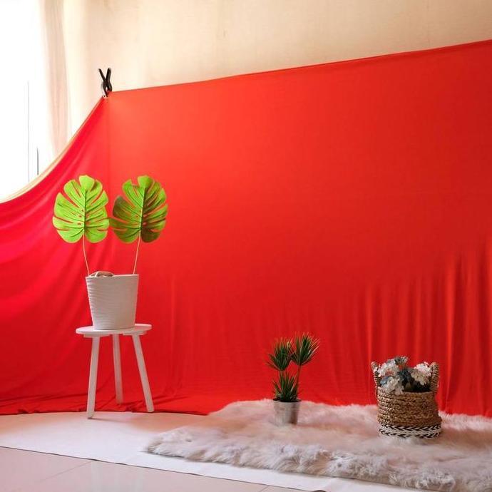 Partybrad- Kain Backdrop Background Kain Dekorasi Kain Foto Merah Terang 3M