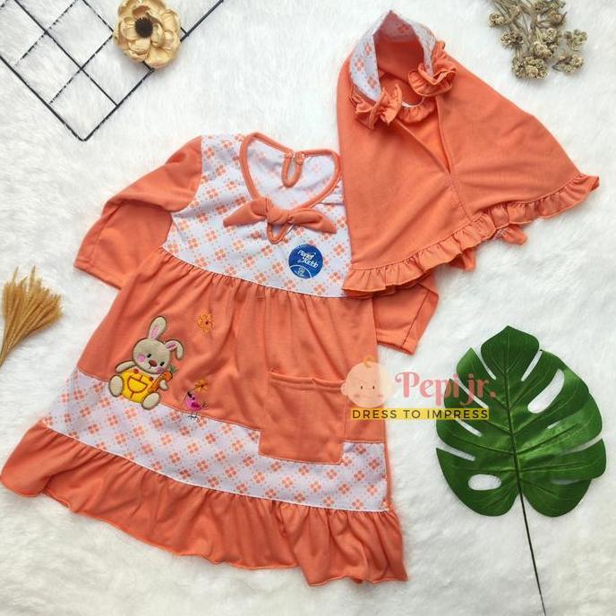 Kidsrelig- Pepi Jr - Baju Gamis Muslim Anak Perempuan 1-2 Tahun Murah Ms-01 Lebaran Cewek