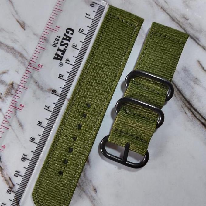Strap Tali Jam Tangan Kanvas Nylon Gaya Military Watch Hijau Forsale