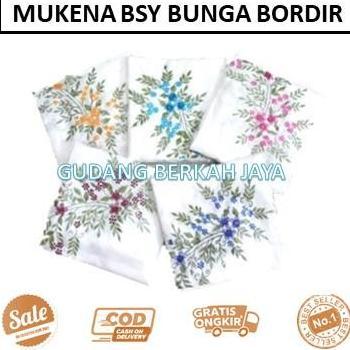 Mukena Putih Katun Bsy Bordir Murah Motif Bunga Timbul (Ukuran Dewasa)