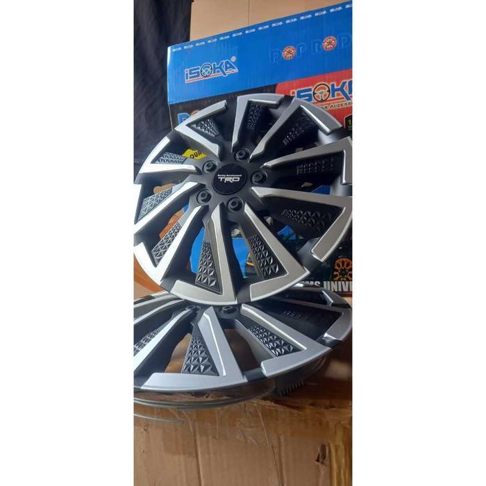 Exsh13 - Dop Roda / Wheeldop Tutup Velg Mobil Ring 13 Dan Ring 14 Dop Roda Type Exo Silver - Hitam /