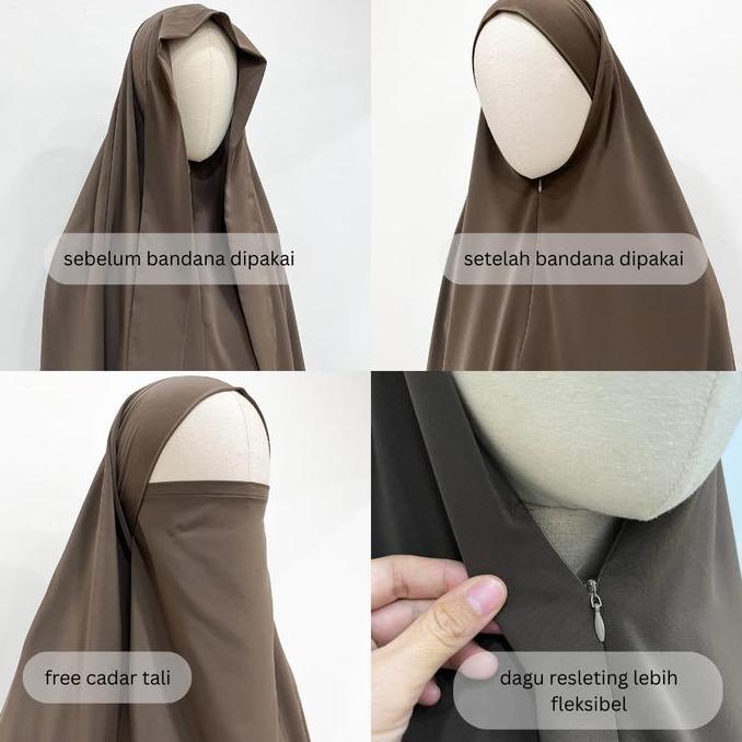 Thegirlrelig- Zurilabel - Khimar Bandana Khiban Resleting Free Cadar Tali