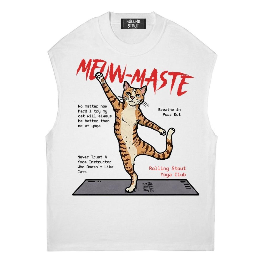 Premium Rollingstout Kaos Singlet Pria/Wanita - Meow Maste Cat Yoga | Tanktop Man | Baju Olahraga Yo