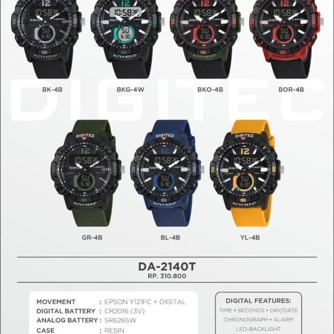 Jam Tangan Digitec Pria DA2140T BK-4B Original digitec dg2140 Hitam