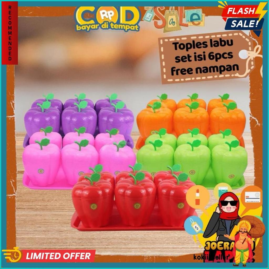 [Joeragan Lapak] Toples Bentuk Labu 6 Pcs + Nampan Tonam Bentuk Buah Lucu Aesthetic Tantos Daun Ukur