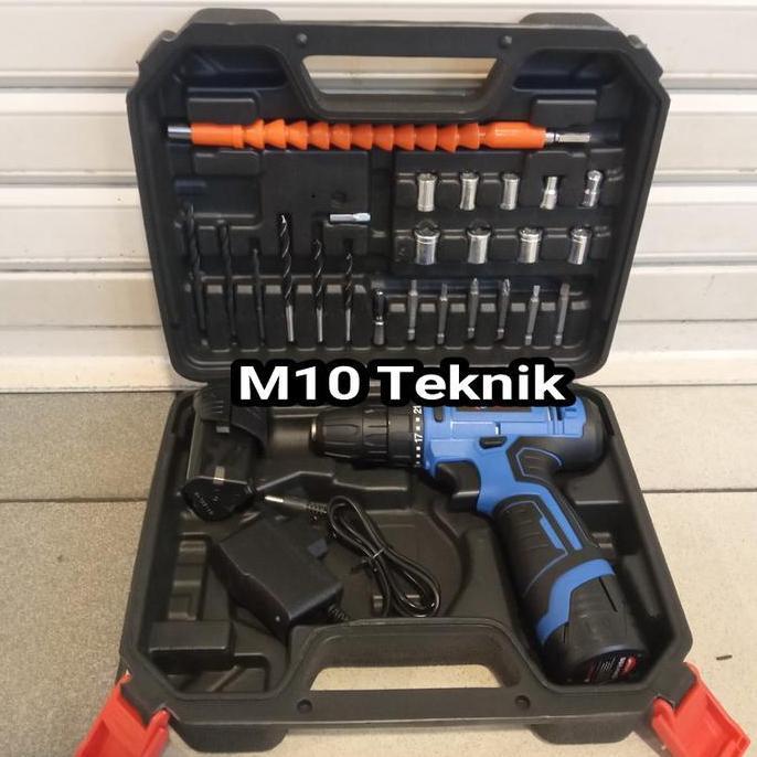 Promo Mesin Bor Baterai Batre Cordless Drill Edon 12 V Komplit Aksesoris Diskon