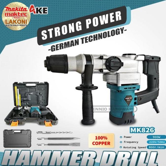 Promo drill hammer monake rotary hammer drill 26mm 2mode.bor dan bobok Diskon
