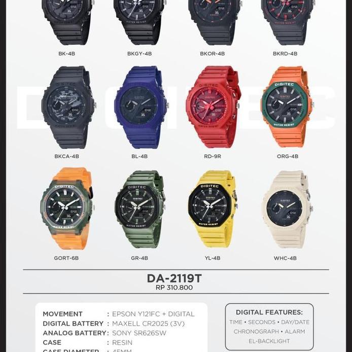 Jam Tangan Digitec Pria DG 2119 Original digitec 2119 Orange Transp