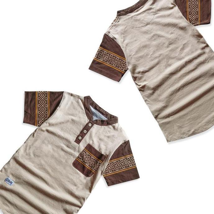 Kaos Kurta Anak Laki Laki Kerah Shanghai Baju Koko Anak Fazza Cream