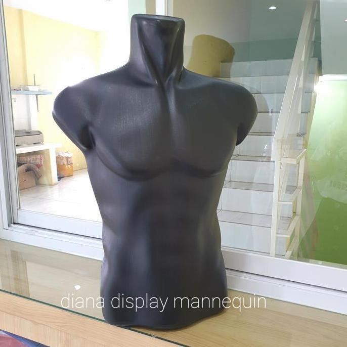 Lansungkirim- Manekin Badan Otot Pria Dewasa Plastik Hitam - Patung Baju Pria Dewasa Berotot - Kaos 