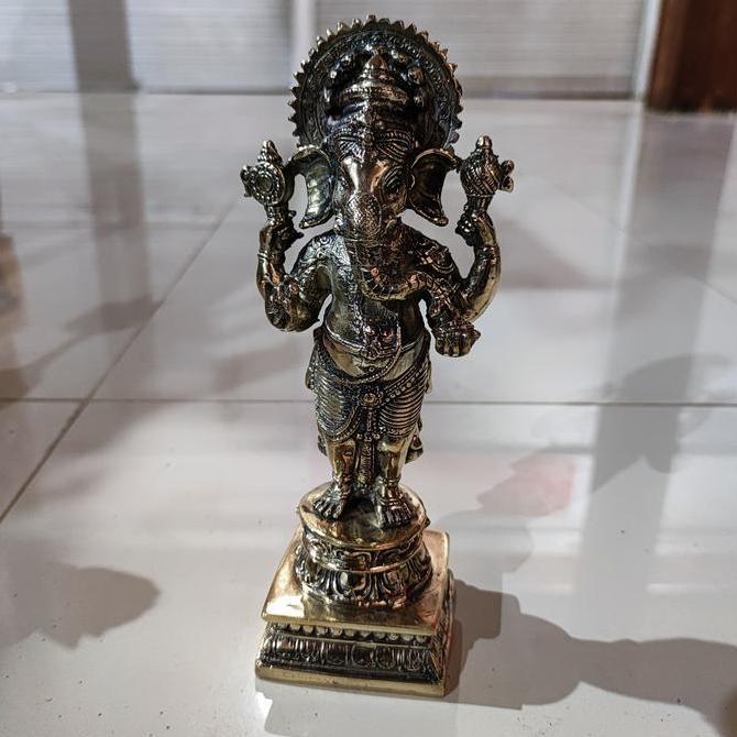 Buruan serbu] patung ganesha berdiri kuningan 25cm