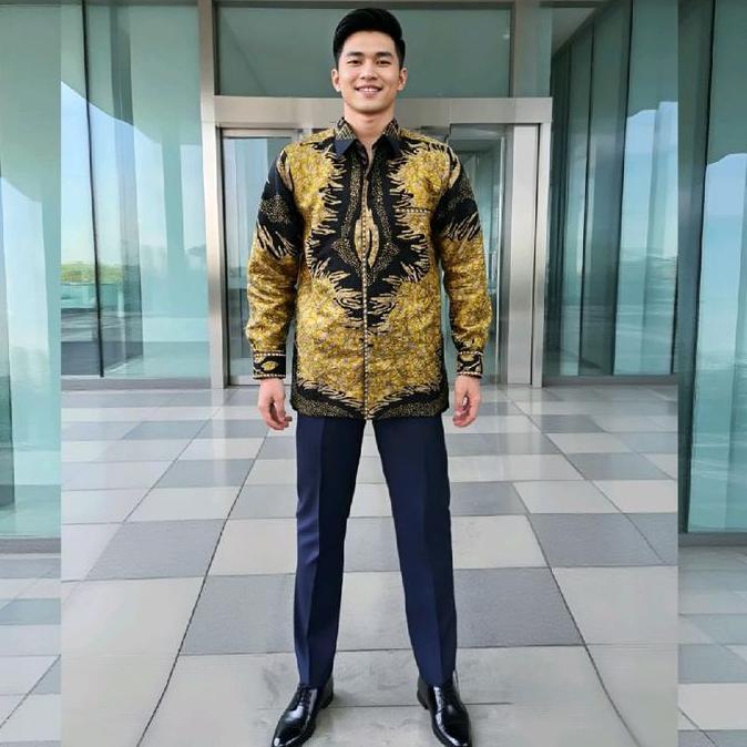 baju batik pria bahan dobby jahitan sk bordir