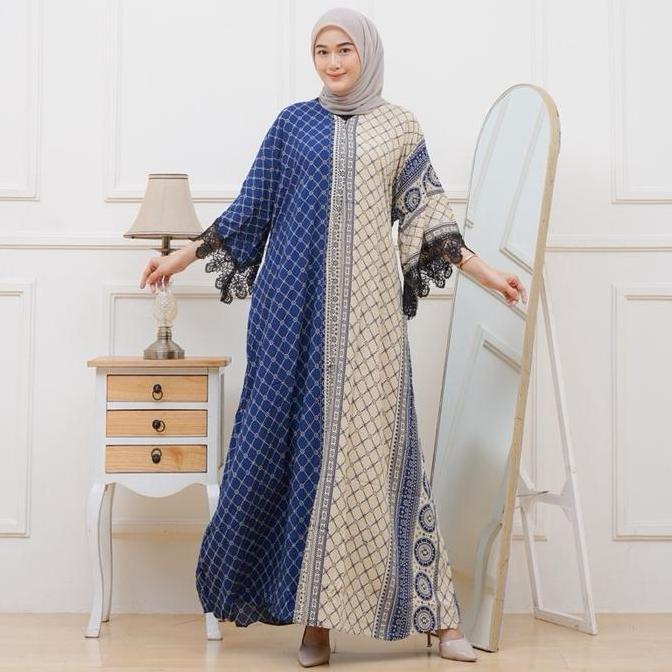 Regreg- Sabila Dress Gamis Panjang Rayon Wanita Dewasa Busui Adem Nyaman Jumbo Homedress Syari Mewah