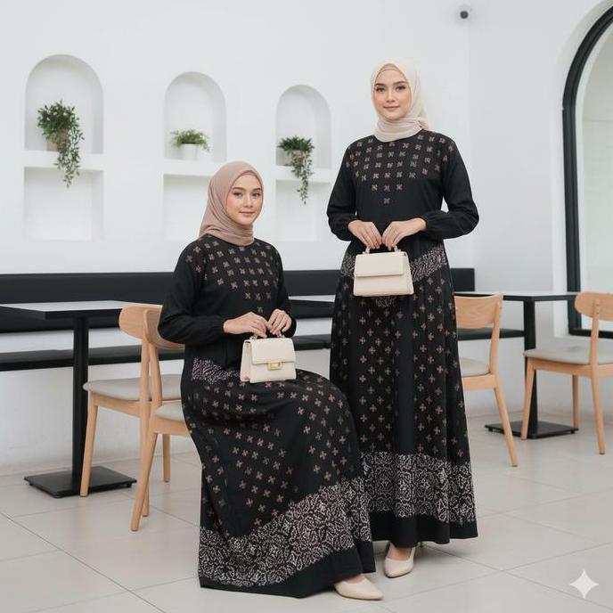 Regreg- Gamis Rayon Twill Batik Pekalongan Syari Muda - Dress Panjang Busui Friendly Nyaman Remaja I