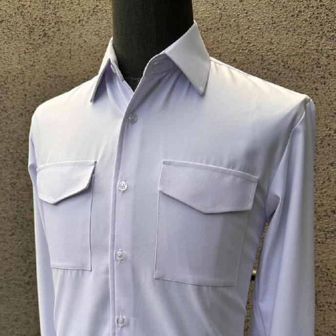 AKSARA - Kemeja Pria Safari Semi wool superfine Lengan Panjang