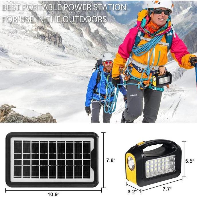 SOLAR LIGHT LAMPU PANEL SURYA VDR V-1588S-U DENGAN 2 BOHLAM - SOLAR LIGHTING SYSTEM LAMPU EMERGENCY 